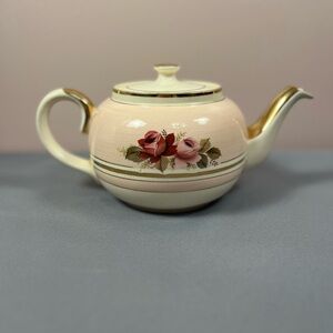 Elegant Floral Teapot with Gold Accents Made in Staffordshire England 1940’s